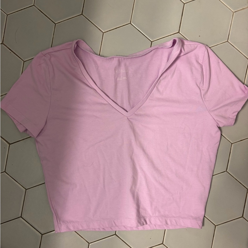 Wild Fable Light Pink V-Neck Crop Top
